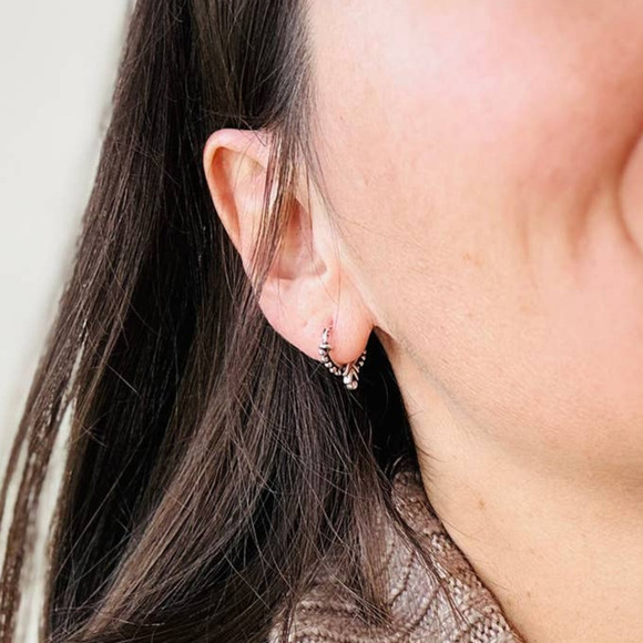 Sterling Silver Bali Hoop Earrings 12mm - Picture 12 of 14